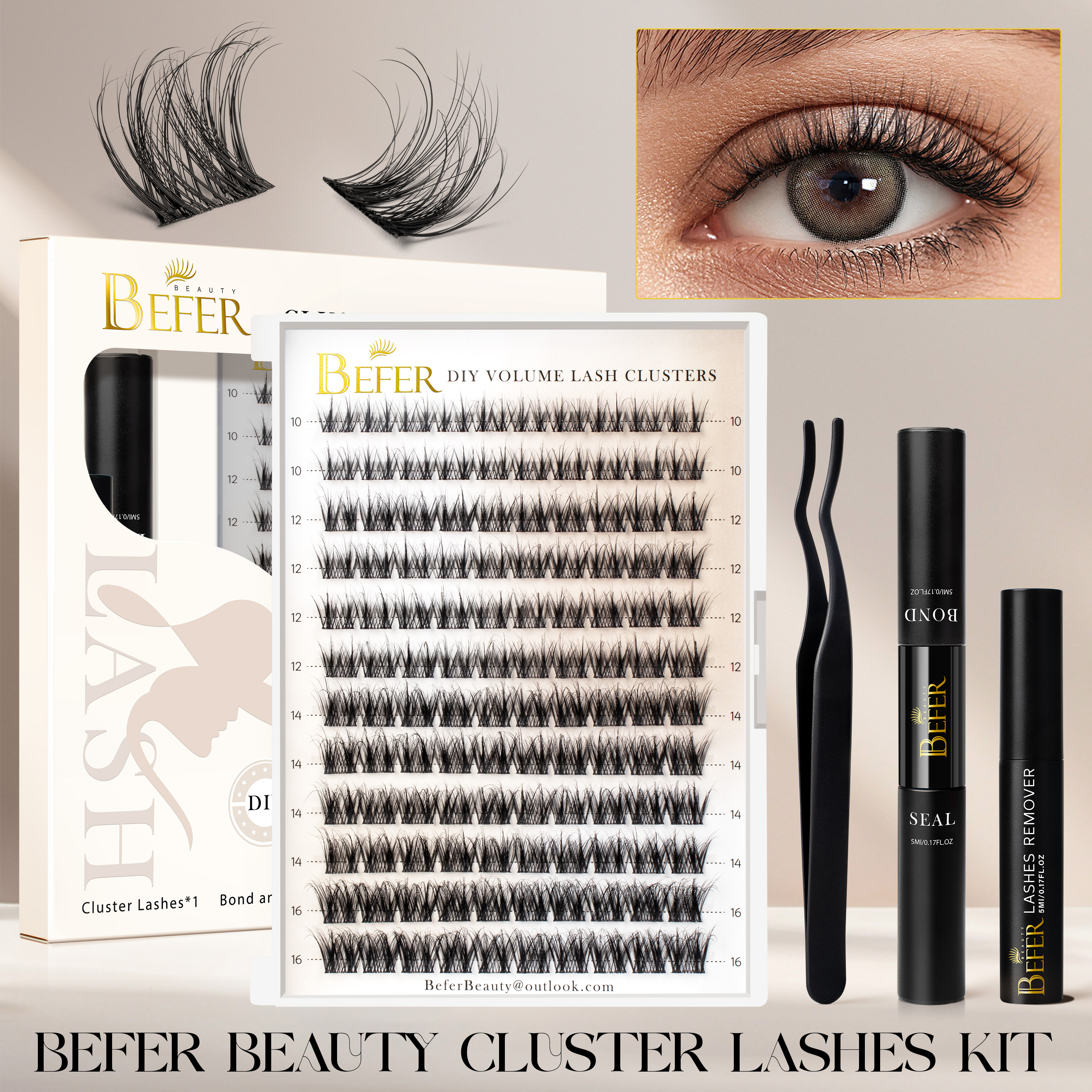 Eyelash Extension For Asian Eyes - Befer Lash Clusters Kit False Eyelashes