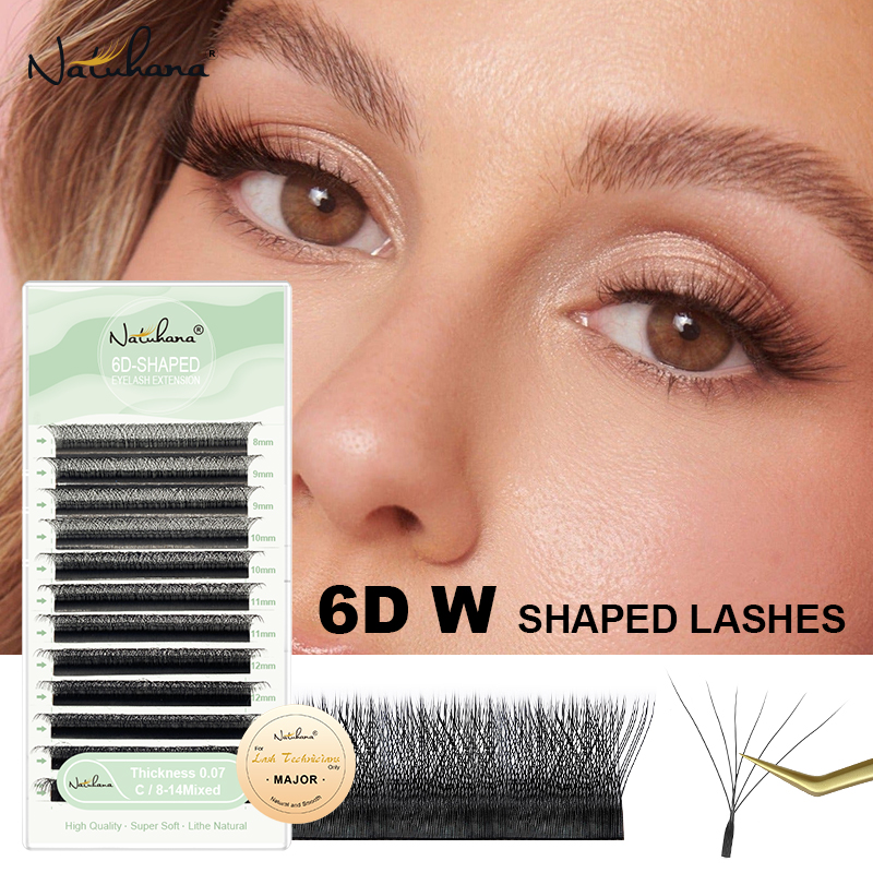 Eyelash Extension For Asian Eyes - NATUHANA 6D W Shape Premade Fans