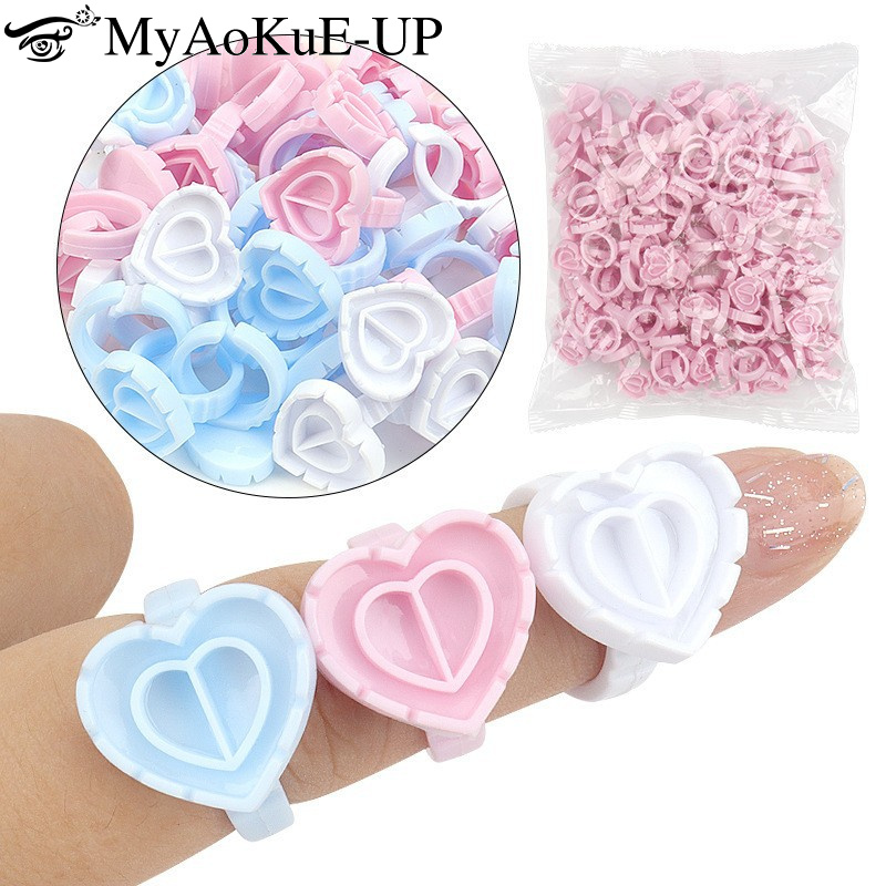 100Pcs Disposable Glue Ring Ho - Eyelash Extension Double Lash avaliação e preço