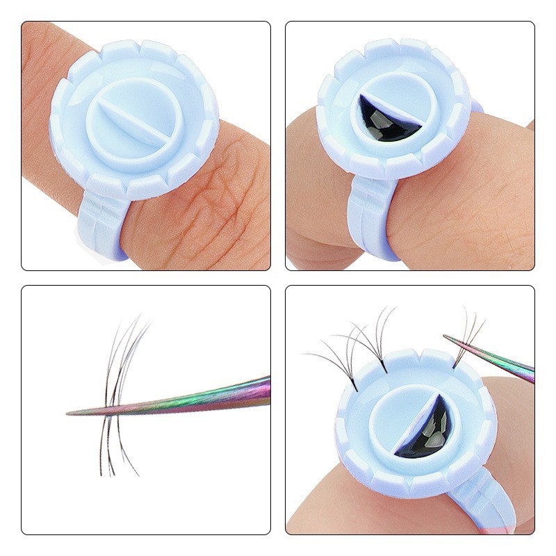 100Pcs Disposable Glue Ring Ho - Eyelash Extension Double Lash avaliação e preço