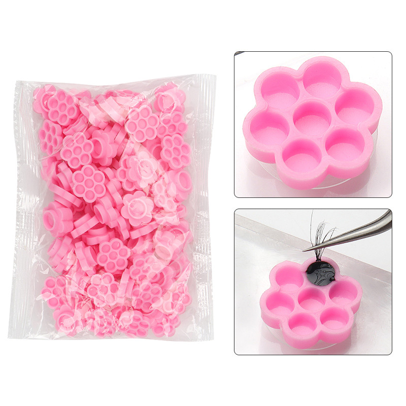 100 Pcs Pink Flower Glue Delay - Eyelash Extension Double Lash avaliação e preço