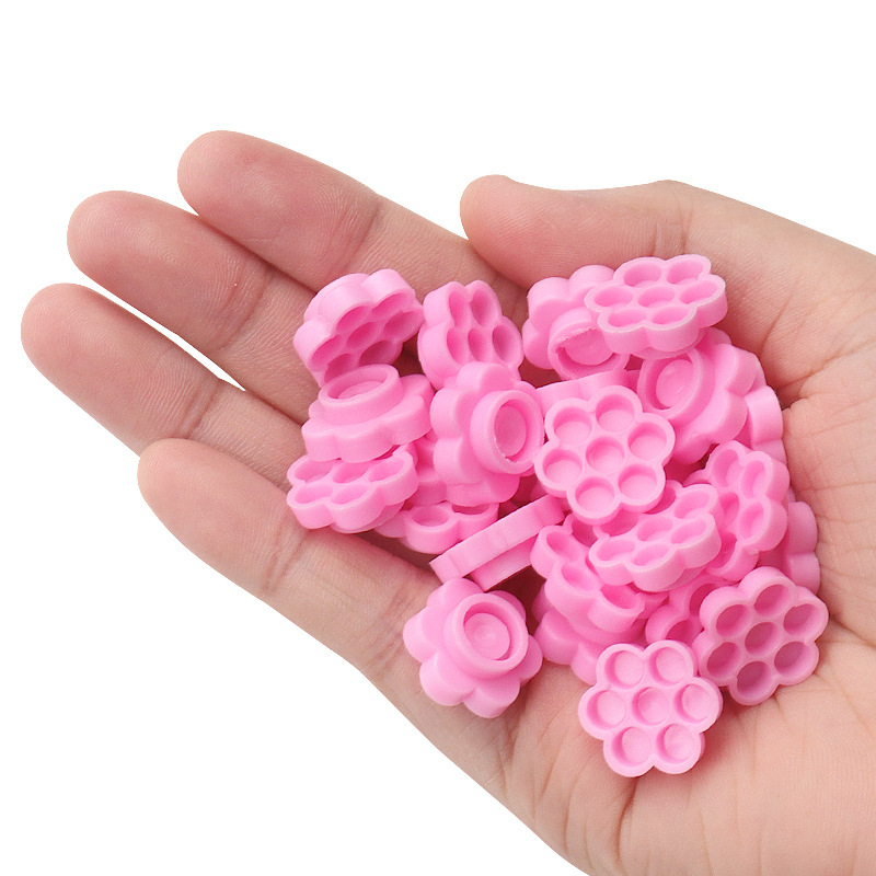 100 Pcs Pink Flower Glue Delay - Eyelash Extension Double Lash avaliação e preço
