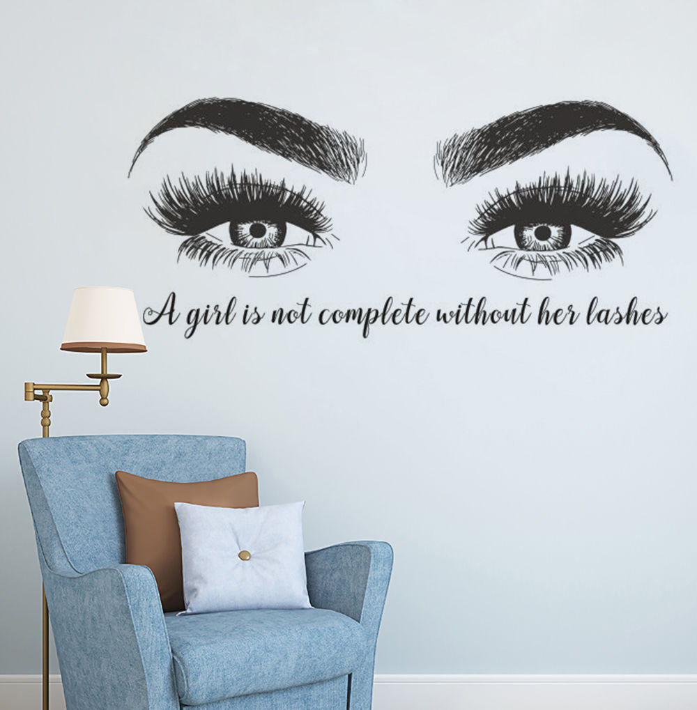 Eyelashes Eyebrows Vinyl Wall  - Eyelash Extension Quotes avaliação e preço
