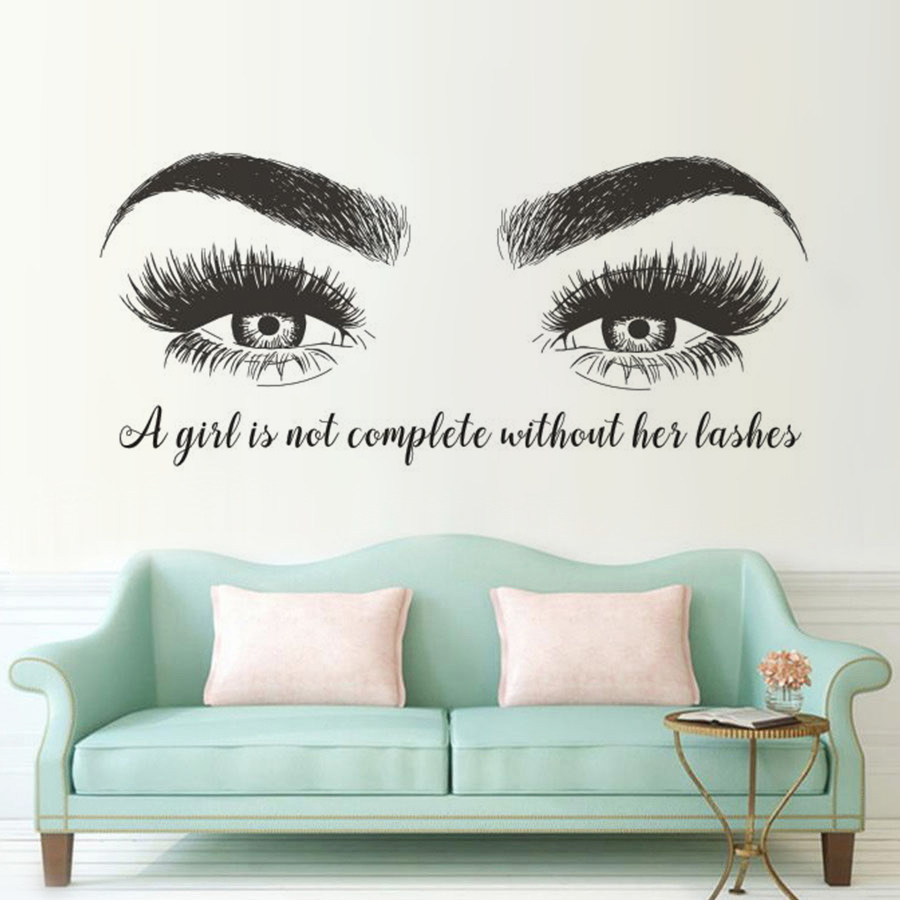 Eyelashes Eyebrows Vinyl Wall  - Eyelash Extension Quotes avaliação e preço