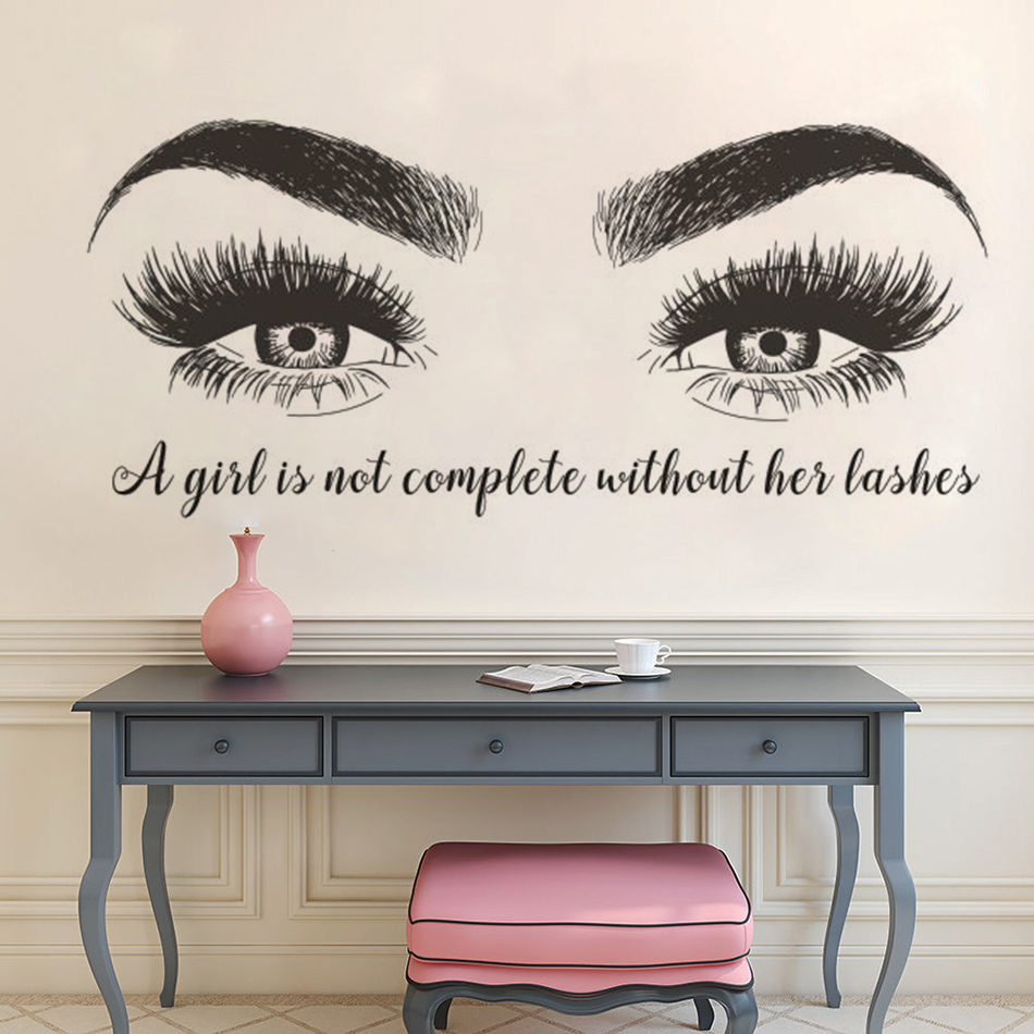 Eyelashes Eyebrows Vinyl Wall  - Eyelash Extension Quotes avaliação e preço