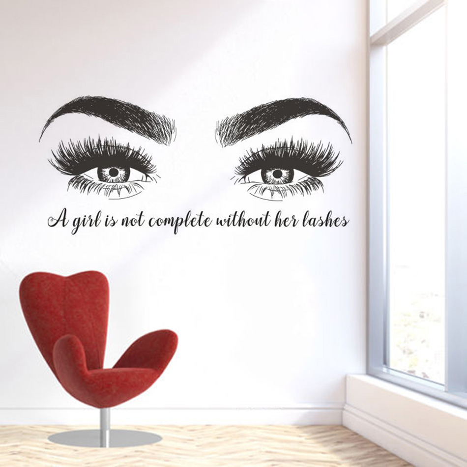 Eyelashes Eyebrows Vinyl Wall  - Eyelash Extension Quotes avaliação e preço