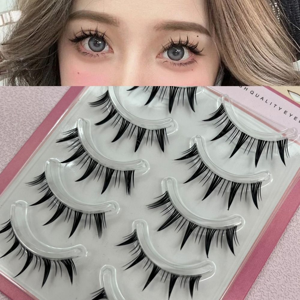 5 Pairs Pack Japanese Cosplay  - Eyelash Extension Wet Look avaliação e preço