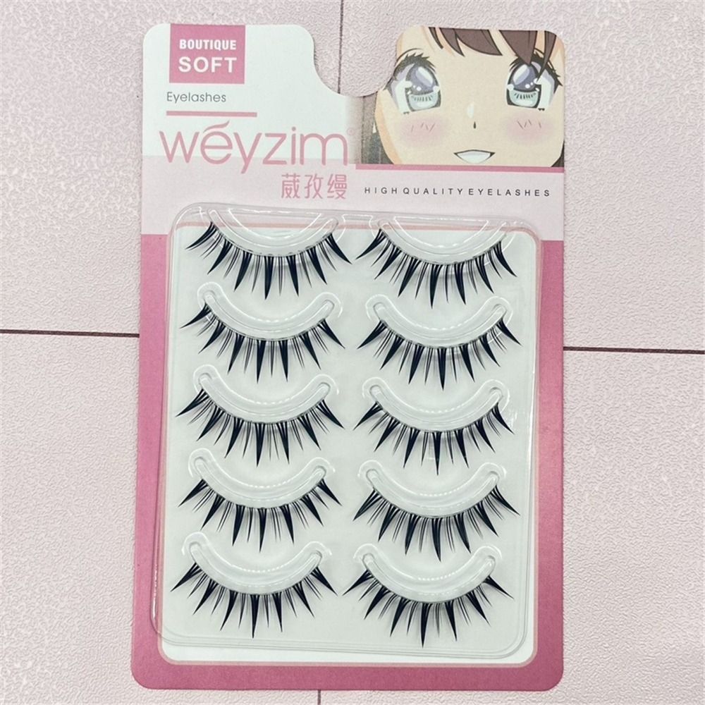 5 Pairs Pack Japanese Cosplay  - Eyelash Extension Wet Look avaliação e preço